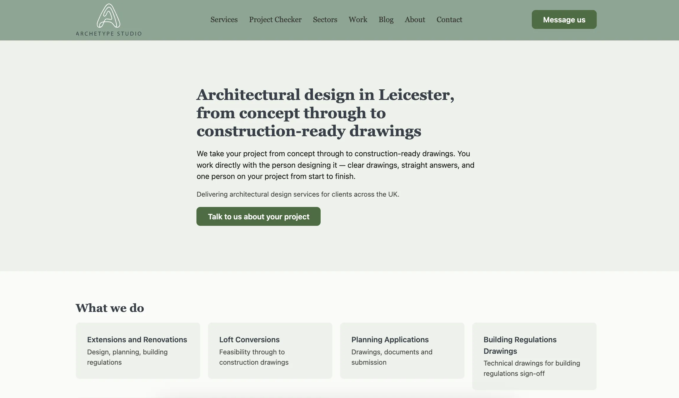 Archetype Studio rebuilt homepage